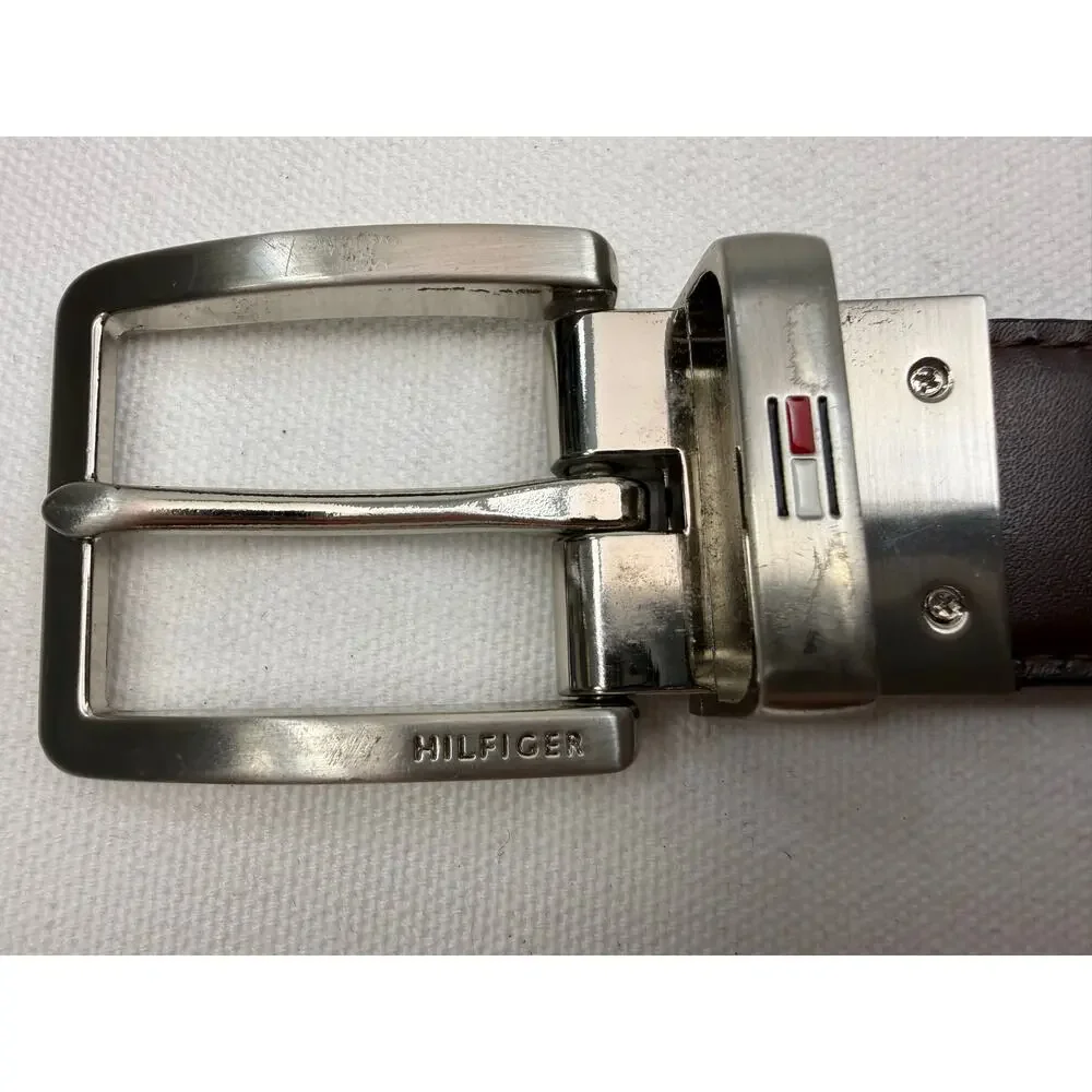 Vintage Y2K Tommy‎ Hilfiger Reversible Belt Navy Brown 40” Made in Taiwan